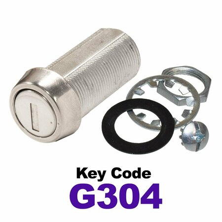 GLOBAL RV SS Compartment Lock, Cam/Blade Style, 1-3/8in Threaded Barrel, Keyed to G304, Blades not Included CLB-304-138-SS